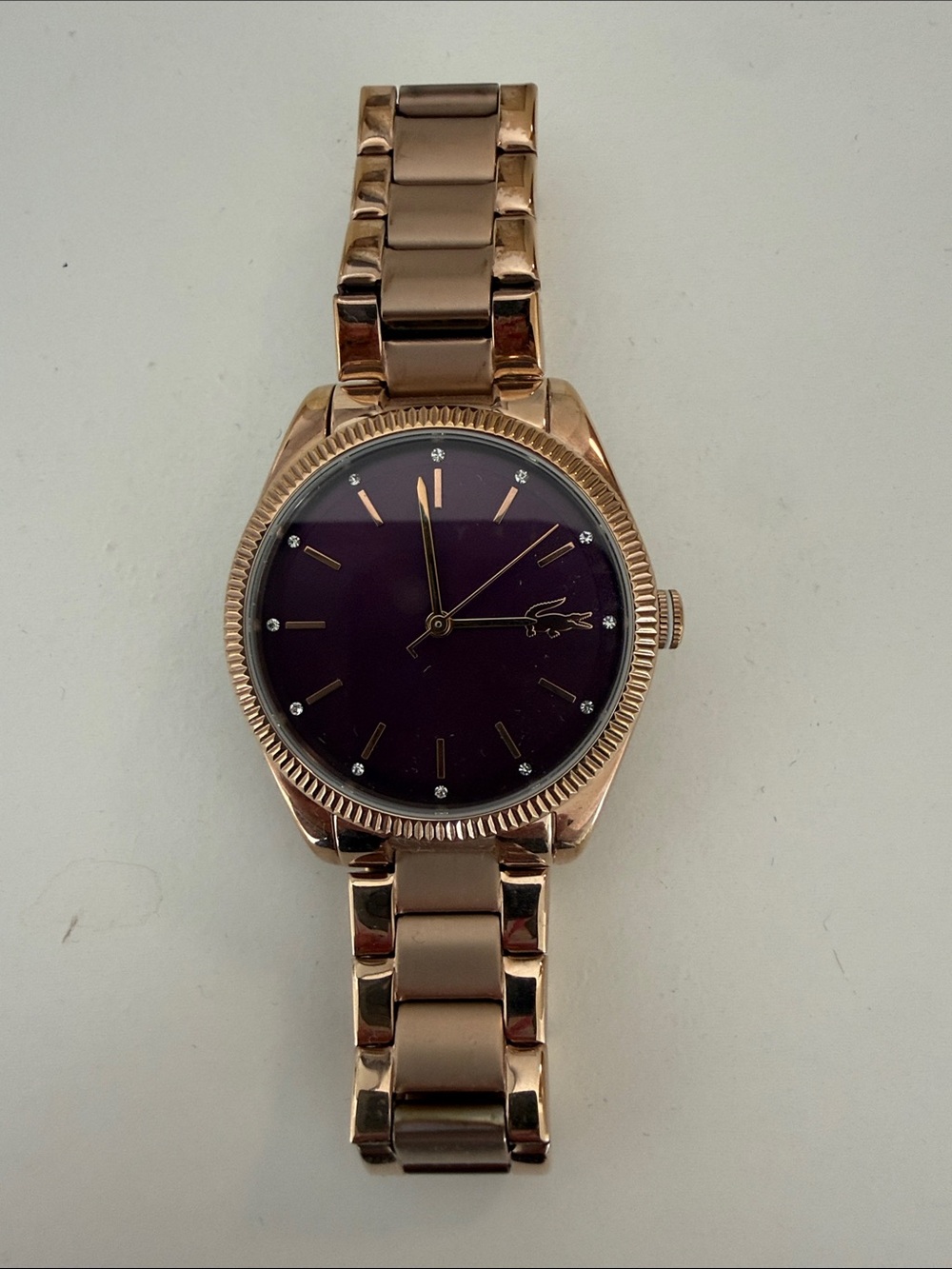 Lacoste Rose Gold Bracelet Watch with Purple Dial